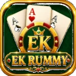 EK Rummy APK icon, a green tile with gold EK letters, version 2.1.8