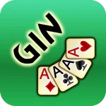 Gin Rummy APK icon, a card fan with a letter G, version 1.0.5