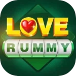 Love Rummy APK icon, a heart suit over a pink table, version 1.1.9