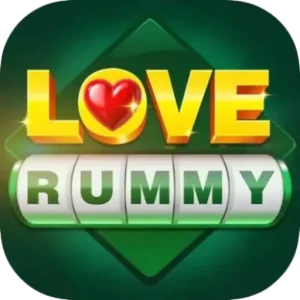 Love Rummy APK icon, a heart suit over a pink table, version 1.1.9