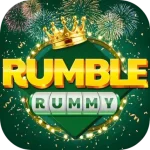 Rumble Rummy APK icon, an orange rumble bolt, version 1.4.4