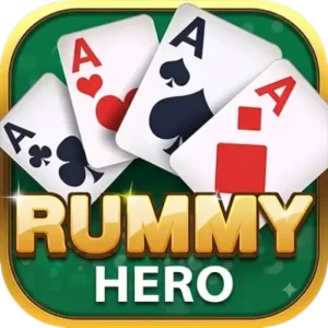Rummy Hero APK icon, a red cape letter H over cards, version 1.3.0